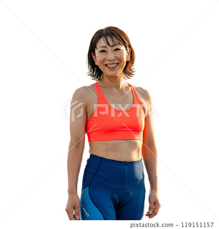 A woman wearing training wear 119151157