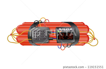 Realistic 3d bomb dynamite sticks with burning fuse. Vector Realistic 3d bomb dynamite sticks with burning fuse. Vector 119151551
