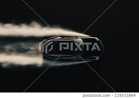Powerful Car in Motion on Dark Track Powerful Car in Motion on Dark Track 119151664