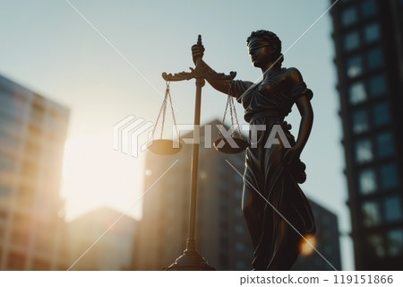 Lady Justice Statue in Urban Setting at Sunset Lady Justice Statue in Urban Setting at Sunset 119151866
