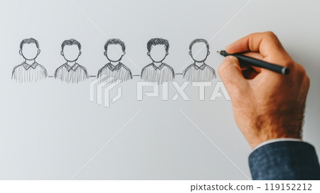 Hand Drawing of Continuous Line Art of Faces Hand Drawing of Continuous Line Art of Faces 119152212