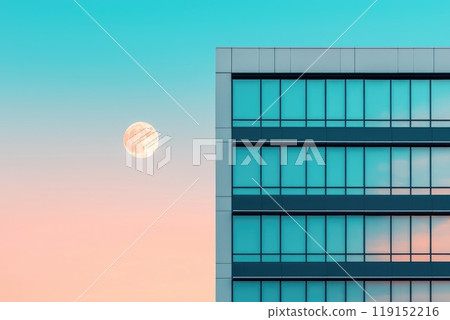 Moonlit Glow Over Contemporary Architecture at Dusk Moonlit Glow Over Contemporary Architecture at Dusk 119152216