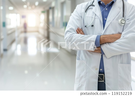 Doctor man with stethoscope on blurred hospital, Healthcare and medicine concept Doctor man with stethoscope on blurred hospital, Healthcare and medicine concept 119152219