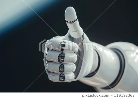 Smiling Robotic Hand Giving Thumbs Up Gesture 119152362