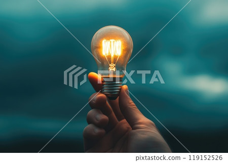 A person is holding a light bulb in their hand 119152526