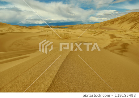Mongolia. Sands Mongol Els, sandy dune desert, Mongolia. Sands Mongol Els, sandy dune desert, 119153498