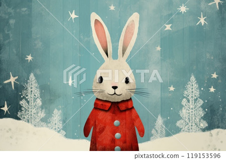 cute abstract christmas bunny in winter cute abstract christmas bunny in winter 119153596