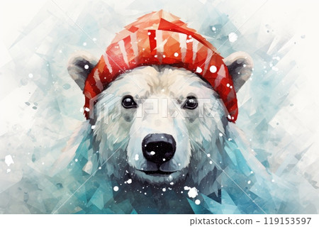abstract christmas icebear with hat illustration abstract christmas icebear with hat illustration 119153597