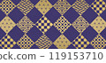 Retro Japanese pattern background for New Year's etc., wide 119153710