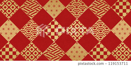 Retro Japanese pattern background for New Year's etc., wide Retro Japanese pattern background for New Year's etc., wide 119153711