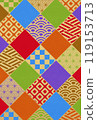 Retro Japanese pattern background for New Year's, etc., vertical 119153713