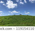 Blue sky and bench 119154110