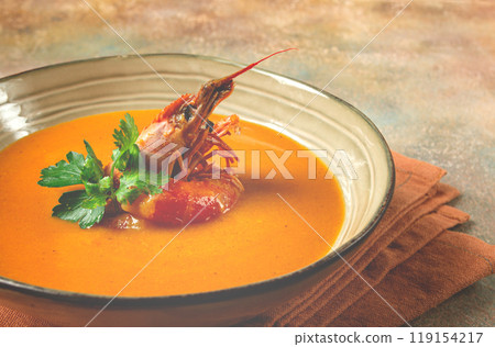 shrimp cream soup, bisque soup, French cuisine, homemade, no people, shrimp cream soup, bisque soup, French cuisine, homemade, no people, 119154217