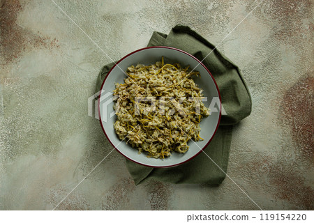 Jonjoli, Colchian klekachka, Georgian appetizer, pickled jonjoli, no people Jonjoli, Colchian klekachka, Georgian appetizer, pickled jonjoli, no people 119154220