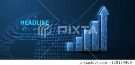 3D growth chart. Price rise, Capital increase, Business growth 119154469