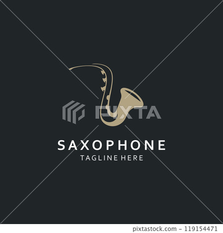 Saxophone music logo design simple modern and minimalist illustration 119154471