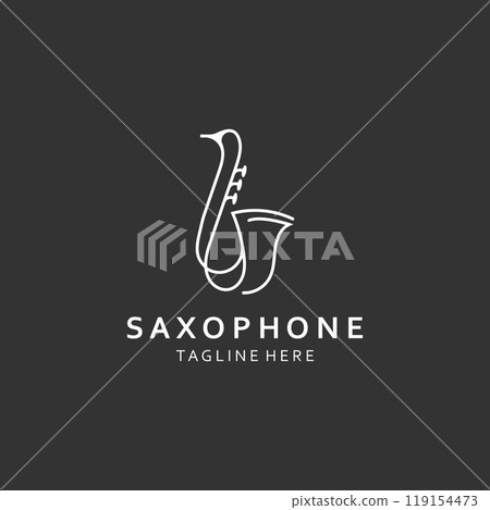 Saxophone music logo design simple modern and minimalist illustration 119154473