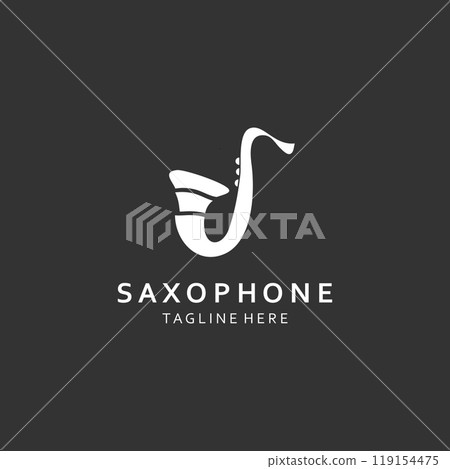 Saxophone music logo design simple modern and minimalist illustration 119154475
