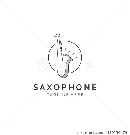 Saxophone music logo design simple modern and minimalist illustration 119154479