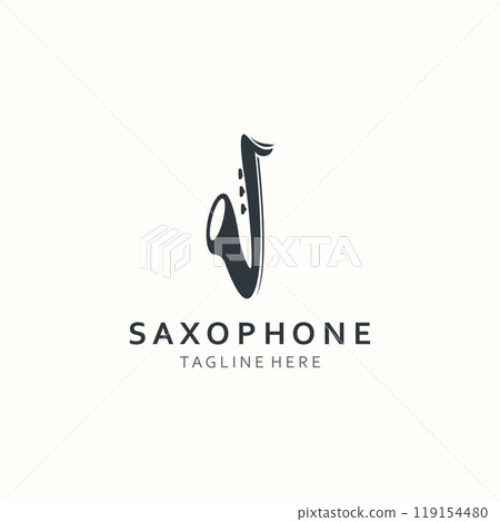 Saxophone music logo design simple modern and minimalist illustration 119154480