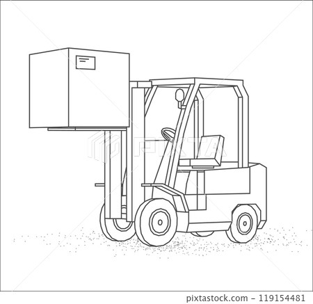 Forklift. Automated logistic service, digital warehouse, forklift technology 119154481