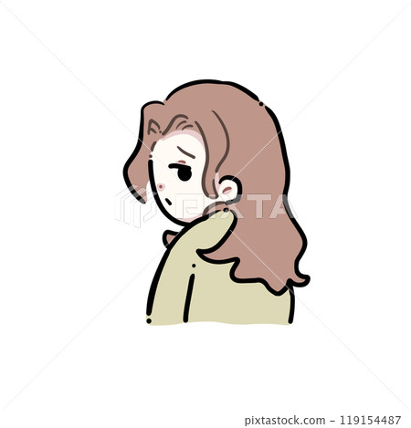 A woman looking reluctantly 119154487