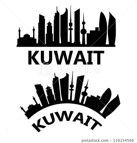 Kuwait city skyline silhouette. Kuwait skyline sign. Kuwait landscape city design. flat style. 119154508