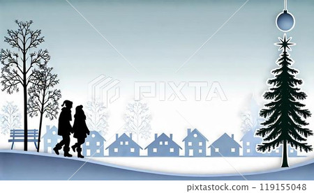 冬季城市與情侶剪影 冬季城市與情侶剪影 119155048