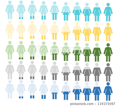 Women's graphic material illustrations and icon set 119155097