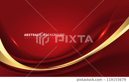 Abstract luxury gold ribbon line wave curve on red design modern background vector 119155679