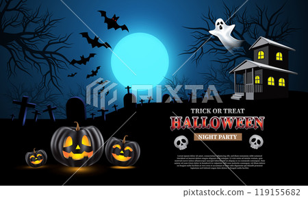 Happy Halloween night party trick or treat festival design celebration vector Happy Halloween night party trick or treat festival design celebration vector 119155682