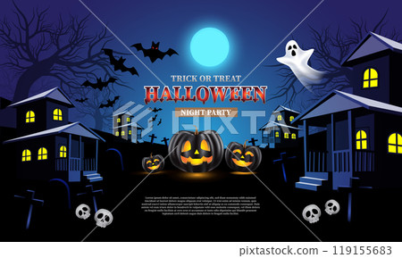 Happy Halloween night party trick or treat festival design celebration vector Happy Halloween night party trick or treat festival design celebration vector 119155683