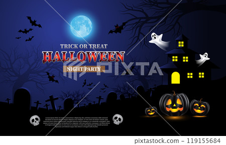Happy Halloween night party trick or treat festival design celebration vector Happy Halloween night party trick or treat festival design celebration vector 119155684