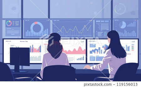 Business people working on monitor graph dashboard Technology and internet vector illustration 119156013