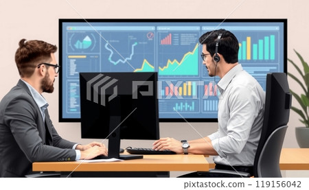 Business people working on monitor graph dashboard Technology and internet vector illustration 119156042