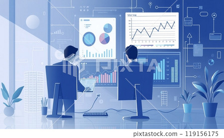 Business people working on monitor graph dashboard Technology and internet vector illustration 119156175