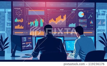 Business people working on monitor graph dashboard Technology and internet vector illustration 119156176