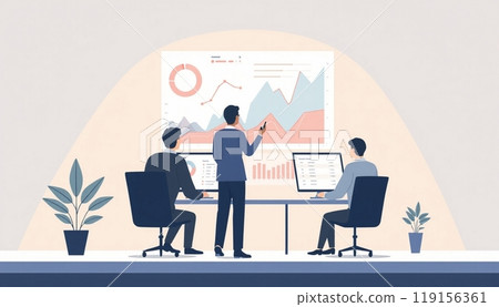 Business people working on monitor graph dashboard Technology and internet vector illustration 119156361