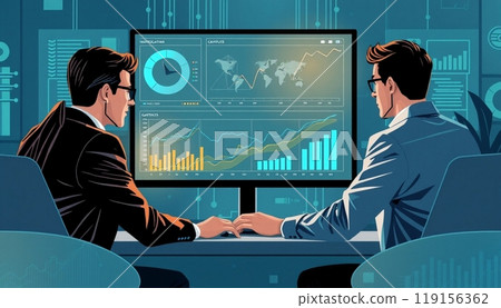 Business people working on monitor graph dashboard Technology and internet vector illustration 119156362