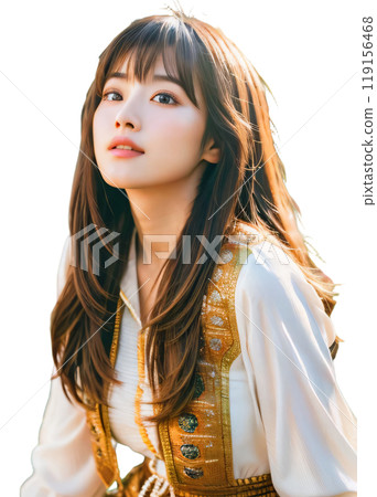 [Transparent background] Stylish and cute young beauty idol long hair 119156468