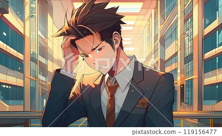 Businessman holding his head 119156477