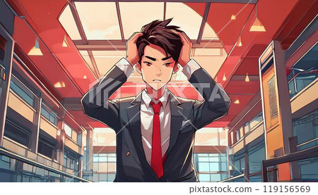 Businessman holding his head 119156569