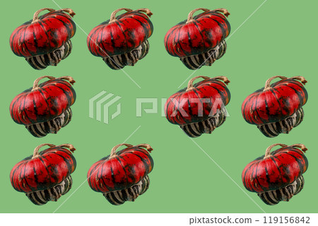 Decorative pumpkin isolated on color background. Decorative pumpkin isolated on color background. 119156842