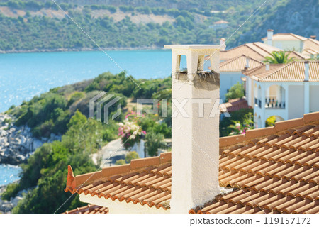 Roof of greek house in suburbs Roof of greek house in suburbs 119157172