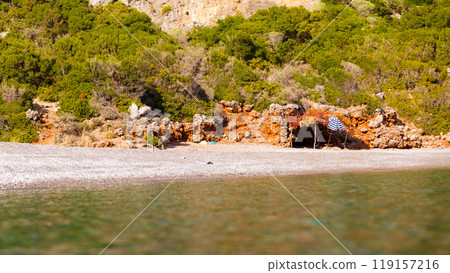 Empty greek beach Empty greek beach 119157216
