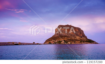 Monemvasia island at evening, Greece 119157280