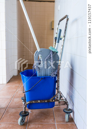 Trolley with bucket and mop 119157437