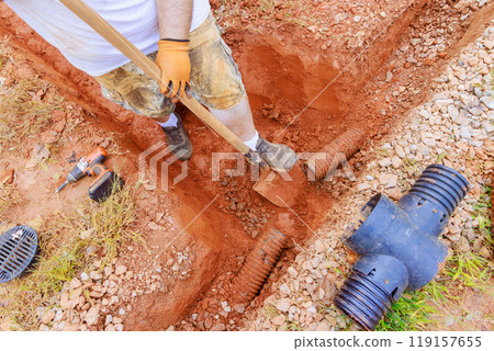 Drainage system for collecting rainwater has been damaged needs to be replaced. 119157655