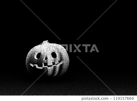 Halloween pumpkin in the dark in retro dotwork style. Mysterious Halloween Jack in vintage style. 119157669