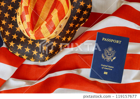 In case of US passport, it is citizenship naturalization with American flag in background 119157677